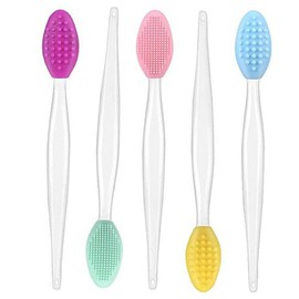 PACKOVE 5Pcs Double Sided Silicone Lip Brush for Gentle Exfoliation and Moisturizing Lip Care Tool for Home and Travel Use Lemon Royal