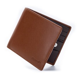 richhoff Slim Men's Leather Wallet M l RFID Protection I Wallet Made of Premium Genuine Leather I Men's Wallet I Wallet with Gift Box Cognac/Brown, Cognac/Brown, Modern