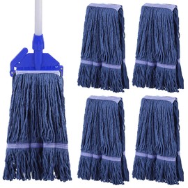 4 Pcs Mop Head Replacements, Cotton Loop-end String Mop Head Refills, Hospital Hotel Mop Refills, Wet and Dry Cleaning, Ideal for Commercial & Industrial Use
