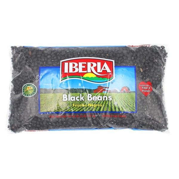 Iberia Black Beans, Dry Beans 4 lbs, Bulk Dry Black Beans Bag, Fiber & Protein Source, Farm Fresh# 1 Grade Black Beans