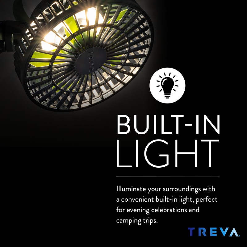 Treva 5 Inch Tripod Fan with Built-In Light and Attachable