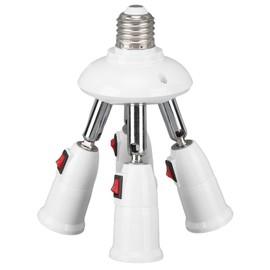 Light Splitter Socket 4 in 1 Bulb Splitter E26 E27 Heat Resistant 360 Degrees Rotation 180 Degrees Bending Light Splitter with Switch 85‑265V