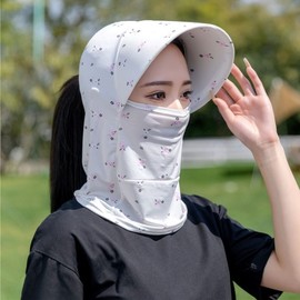 Women's Golf Face Sun Shield Mask Flower White 2ea