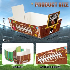 WERNNSAI 24 PCS Football Paper Food Trays - Football Party Decorations 2 Designs Sports Theme Snack Trays Disposable Snack Bowl Nachos Boats Ideal Sports Birthday and Tailgate Parties