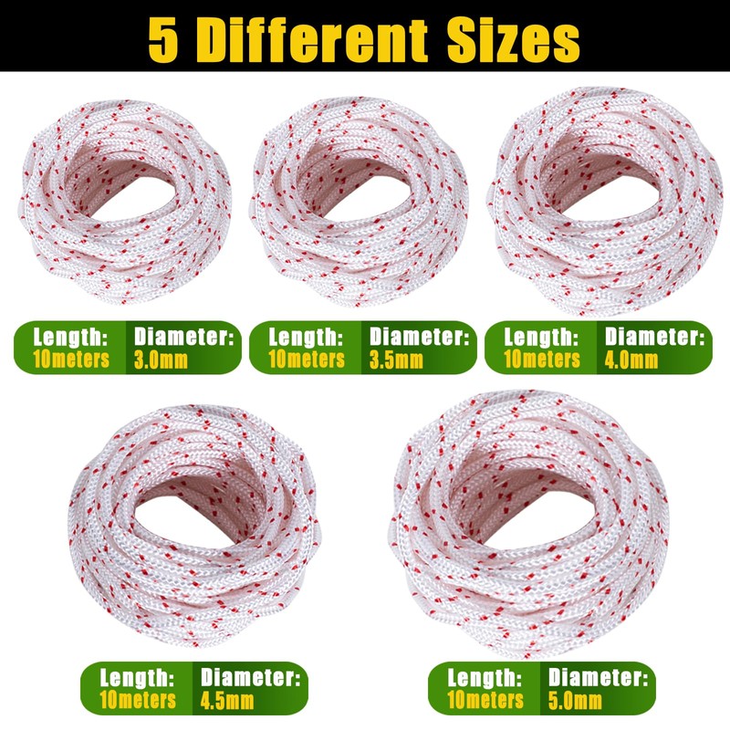 Ceukius 4.0mm-10 Meters Replacement Recoil Starter Cord Pull Cord for