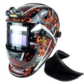 TRQWH True Color Welding Helmet & Leather Bib Combo Heat Resistant Easy Install