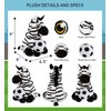 DolliBu Eco-Friendly Zebra Stuffed Animal with Soccer Ball Plush -