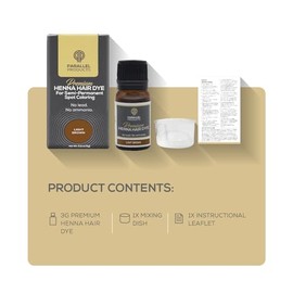 PARALLEL PRODUCTS Kit de Henna de Color Plano - Tinte para Cabello Con Henna - 3 Gramos - Tinte para Colorear Manchas Profesional - Con Plato para Mez