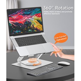 BoYata Laptop Stand for Desk with 360° Swivel Base, Ergonomic Adjustable Laptop Riser Holder, Notebook Computer Stand with Larger Heat-Vent Compatible for MacBook, HP, Dell, Lenovo (10-17") (N38)