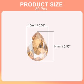 MECCANIXITY 80Pcs 10 x 14 mm Teardrop Rhinestones Acrylic Pointed Back Rhinestone Beads Gems for Jewelry Making Costume Crystal Embellishments Crafts, Champagne