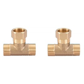 TopHomer 2Pcs Hex Reducing Nipple, DN20 3/4" Male Thread Pipe Brass Fitting External Hex Nipple Quick Adapter, 3/4" Male & Female Thread Middle Union Tee