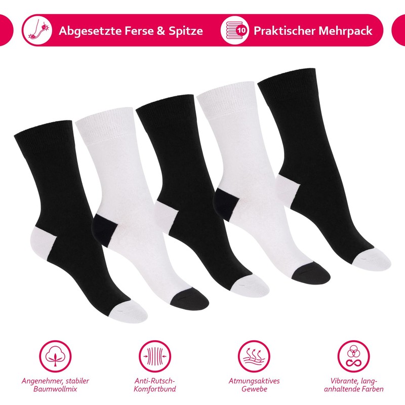 Footstar unisex cotton socks (10 Pairs) with offset heel and