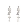 BSLVWG Crystal Leaf Drop Earrings Silver Tassel Dangle Earrings Stud