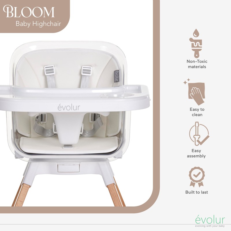évolur 360° Bloom Highchair, Rotating, Convertible Baby Feeding Chair with