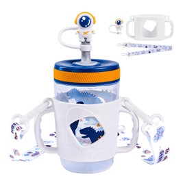 2 Pack Compatible with Zak Cup Accessories Set Water Bottler Strap Adjustable, Handheld Handle, Silicone Straw Lid, Compatible with Zak 15oz Tumbler, Portable and Protection for Kids Walking Drinking