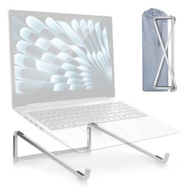 TENOC Foldable Laptop Stand for Desk, Universal Laptop Riser Ventilated Holder Mount Compatible with MacBook, Notebook, ASUS, Acer and More, Silver