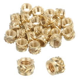 sourcing map 46 Pcs Threaded Inserts, M4 Brass Heat Set Insert for 3D Printing and Plastic Material Female Knurled Insert Nuts for Laptops Electronic Products, M4x6x4mm