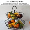 Fruit Basket Black Iron European Style Double Layer Fruit Storage