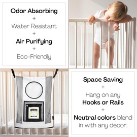 BamBooch AIR PURIFYING & ODOR ELIMINATING Small Hamper for Specialty Loads - Hanging Laundry Hamper Bag - Nursery Hamper & Potty Training Kids Hamper - Hanging Hamper - Over the Door Laundry Hamper