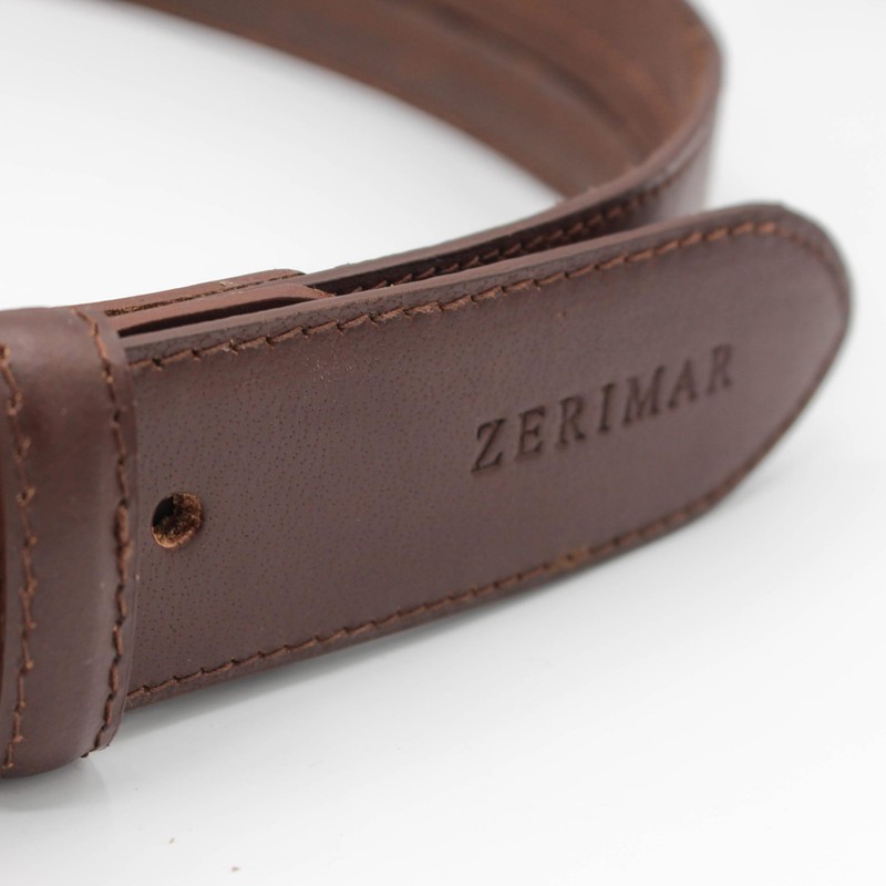 Zerimar Leather Belt - Inner Zip Belt for Anti-Theft -