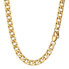 PROSTEEL Mens Cuban Chain Necklace, Curb Link Chains Silver/Gold Plated, 4mm/6mm/9mm/13mm Width, 18"-30" Inches, Hip Hop Jewellery -Send Gift Box