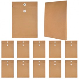 Sweet Plus A4 Envelopes, File, Kraft Paper, String Envelopes, Document Holder, Gusset, Document Storage Case, Large Capacity, Office, Business, Courier, Storage Bag (12)