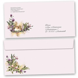 Envelopes Flower Nest Flowers & Blossoms 50 Envelopes (without Window) DIN Long (220 x 110 mm)
