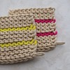 Creative Co-Op Square Cotton Crocheted Neon Stripes, Set of 2