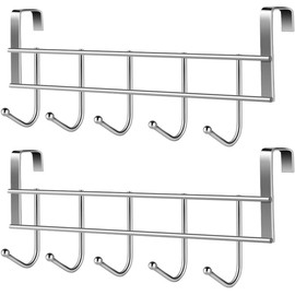 2 Piezas Ganchos de Acero Inoxidable para Puerta, Plata