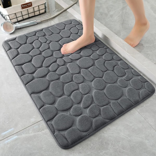 YIHOUSE Memory Foam Bath Mat Cobblestone Bathroom Rug Non Slip