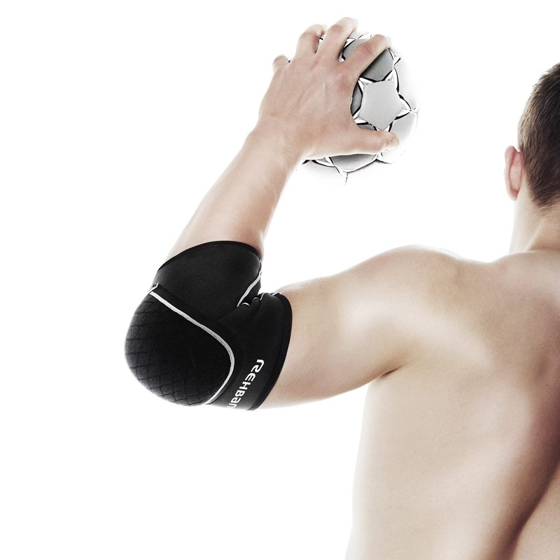 Rehband Elbow Pads, Black, Neoprene Elbow Protection, Handball & Volleyball,