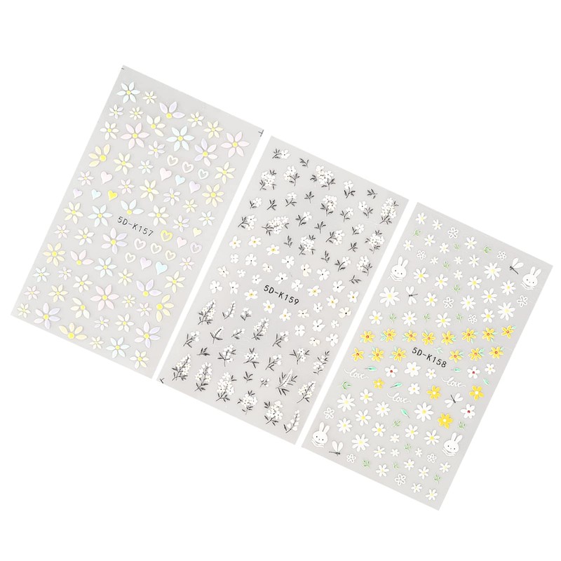 Pegatinas para Decoración de Uñas, 3 Unidades, Autoadhesivas, Flor de