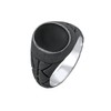 Kuzzoi 0608782521 Men's Signet Ring Oval Black Enamel Solid 13