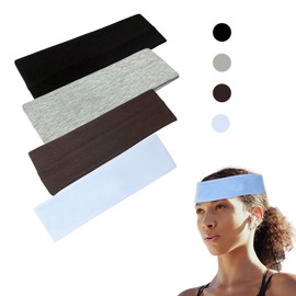 6cm Wide Headbands Soft Head Band, 4 PCS Fashion Head Bands for Women's Hair,Plain Stretchy Unisex headband Elastic Headbands for Women & Men Sports Gym Yoga Exercise Hair Band(Multiple color)