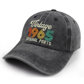 60th Birthday Gifts for Women Men, Funny 60 Years Old Birthday Decorations Baseball Cap, Adjustable Embroidery Vintage 1965 Original Parts Hats Black