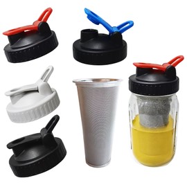 Mason - Tapas para tarros de boca ancha, paquete de 4, a prueba de fugas, a prueba de derrames, reutilizables para cócteles, té helado, café frío (tarros no incluidos), sin cubeta de hielo incluido)