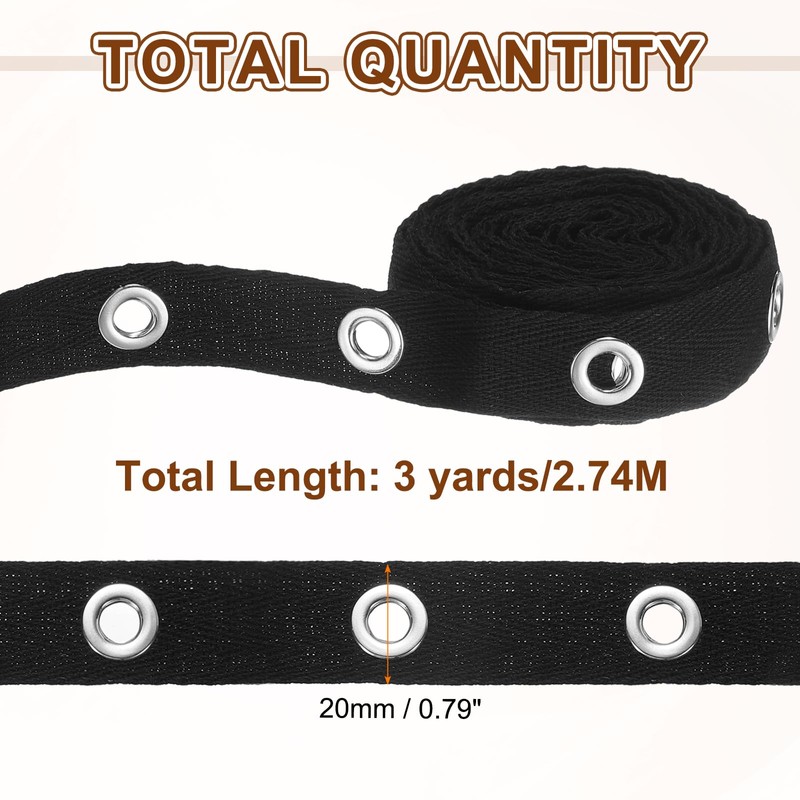 sourcing map 3 Yard Cotton Eyelet Trim with Grommets, 0.79