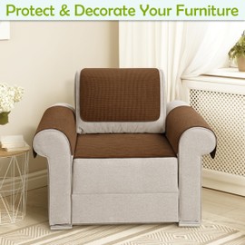 Couch Arm Covers, Sofa Arm Covers, Waterproof Armrest Covers for Sofa, Armchair, Loveseat, Non-Slip Recliner Arm Covers, Sofa Headrest Covers, Arm Chair Covers Set of 2 (Coffee, 24"×20")