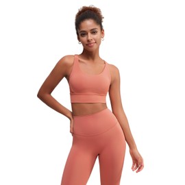 Sports Bra for Women,Criss-Cross Back Medium Support Wirefree Breathable Padded Adjustable Bra for Running Workout Gym Yoga Pilates Coral Red