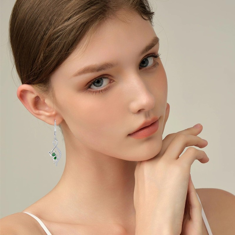 YIFSIY Butterfly Earrings for Women 925 Sterling Silver Leverback Infinity