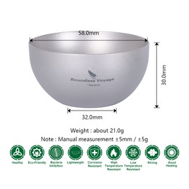 Boundless Voyage Ti1590B Titanium Cup Mini Cup Double Layer Boar Mouth Ultra Lightweight Mini Cup Sake Cup 3 Piece