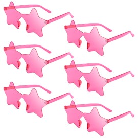 NACHLYNN Rimless Star Shaped Sunglasses Pentagram Glasses Transparent Sunglasses Valentine Day Party Favor (6, Rose Red)