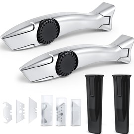 WILLBOND 2 Sets Silver Fixed Roofing Knife with 30 Blades Heavy Duty Shark Utility Knives for Drywall, Vinyl, Metal Carpet Cutting Tools with Storage Sheath, Replacement Blades, Roofing Knife Navajas