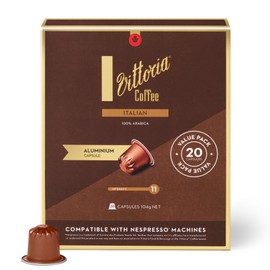 Vittoria Coffee Italian 100% Arabica Nespresso Compatible Aluminium Capsules. Best Served as Espresso or with Milk - 20 Pack Pods