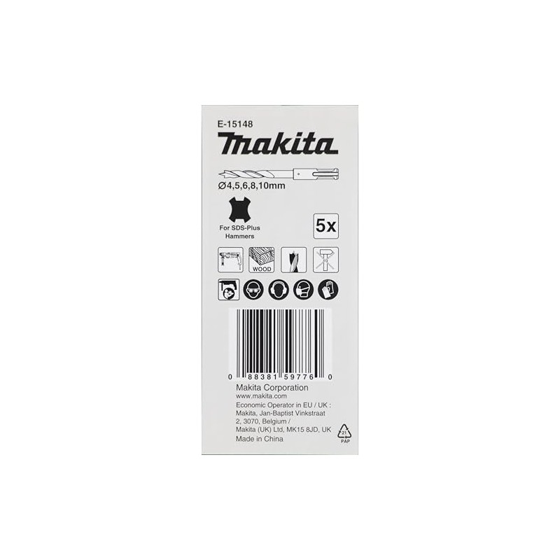 Makita E-15148 SDS-PLUS Wood Drill Bit Set 5-Piece in Storage