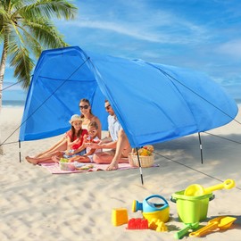 WTVIDAS Beach Shade 200 Sq. Ft Beach Canopy for 4-8 People, Portable Sun Shelter with UV Protection, Lightweight & Easy Setup for Family Outdoor Activities (Blue)