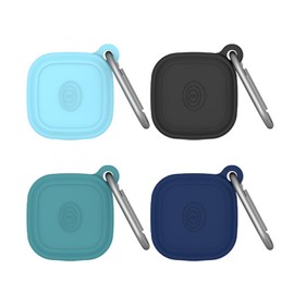 [4 Pack] Case for Tile Mate 2024 with Waterproof Cover, Soft Silicone Skin Full Body Protective Cover with Carabiner Accessories (Black Blue Green Litht-Blue)