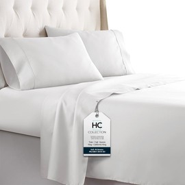 HC Collection Bed Sheets Set, HOTEL LUXURY Platinum Collection 1800 Series Bedding Set, Deep Pockets, Wrinkle & Fade Resistant, Hypoallergenic Sheet & Pillow Case Set (Queen, White)