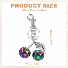 PATIKIL Cherry Keychain for Women Bag Purse Charm Cute Cherry Accessories with Key Ring and Clip for Handbag Keys Car Ring, Colorful-Silver