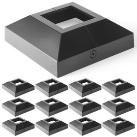 Wocepu 12 pcs 2"x2" Aluminum Deck Post Base Cover, for Railings, Stairs, Patios, Porches, Split Deck Post Skirt (Black)